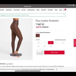 NWT - Spanx Faux Leather Snakeskin Leggings - M